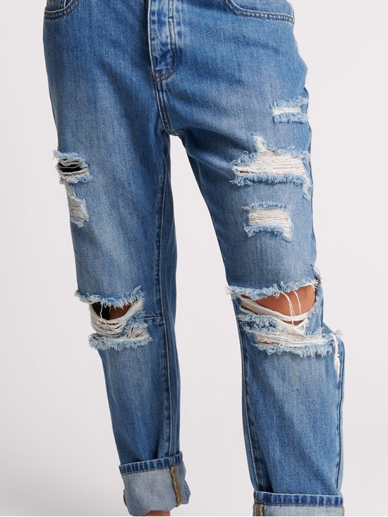 One Teaspoon Denim - One Teaspoon Blue Distressed Boyfriend Jeans Awesome Baggies Wolf Blue